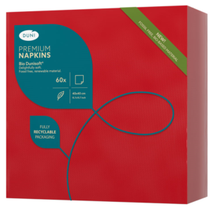 SERWETKI flizelinowe DUNI 40x40 CZERWONE 60 szt