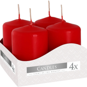 Świece walec wotywne CZERWONE 4 szt. 7h BISPOL