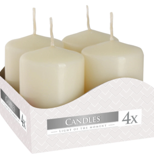 Świece walec wotywne ECRU KREMOWE 4 szt. 7h BISPOL