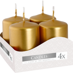 Świece walec złoty metalik wotywne 6cm 4 szt.