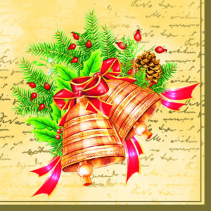 Serwetki POL-MAK 33x33 3W BOŻE NARODZENIE ZŁOTY DZWONEK