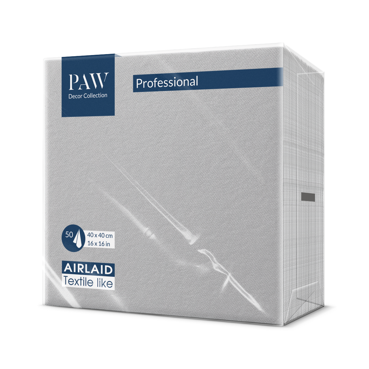 SERWETKI flizelinowe PAW 40x40 SREBRNE 50 szt.