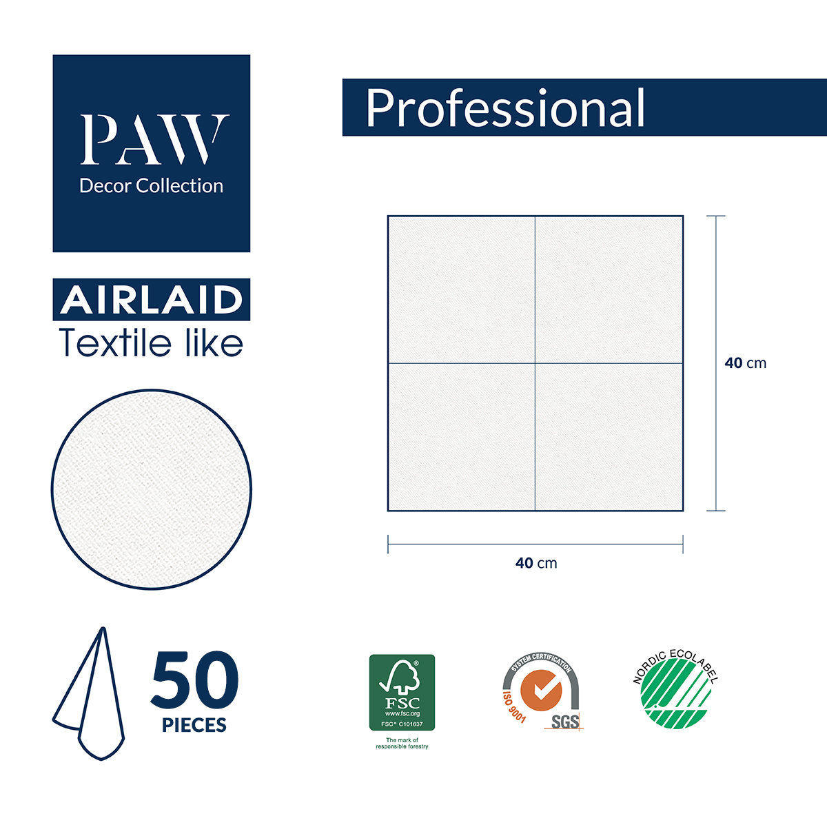 SERWETKI flizelinowe PAW 40x40 ZIELONE 50 szt. - obrazek 6
