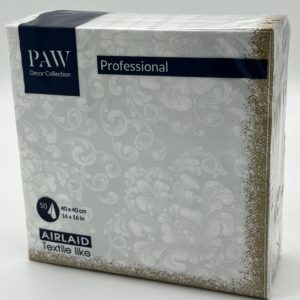 SERWETKI flizelinowe PAW 40x40 ROCOCO biało złote 50 szt.